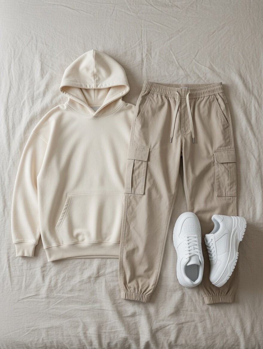 Garment flat-lay on concrete